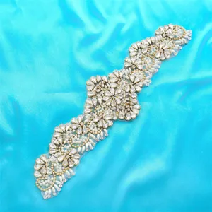Exquisite crystal rhinestone applique bridal belt patch for wedding dress DIY decoration details