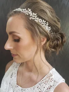 Bridal Wedding Hairband Rhinestone Artificial Pearl Floral Hair Accessories Alloy Headpiece For Women