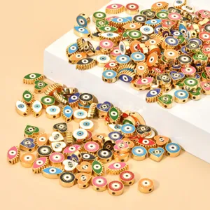Cuentas de aleacion de esmalte evil eye de colores para pulseras y collares de bricolaje.