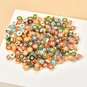 Cuentas de aleación de mal de ojo de doble cara coloridas para joyería de bricolaje.