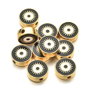 Cuentas de aleación de mal de ojo esmaltadas de doble cara para joyería artesanal DIY.