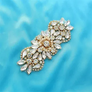 Stunning crystal rhinestone applique detail for wedding dress sashes, belts and DIY bridal crafts.