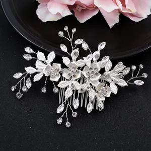 Bridal Hair Comb Alloy Rhinestone Floral Hair Accessories Wedding Hair Jewelry For Women Hair Piece