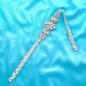 Exquisite rhinestone bridal belt applique for wedding dress crystal waist band luxury