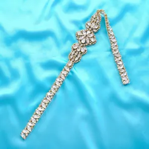 Bridal rhinestone crystal belt sash wedding dress sparkly diamond applique for women accessories
