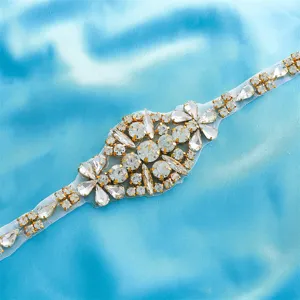 Strass applique ceinture de mariée, patch de perles de cristal pour robe de mariée.