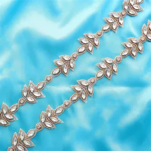 Rhinestone Belt For Wedding Dress Bridal Waist Band Crystal Leaf Applique Gold Silver Rose Gold Women Accessories