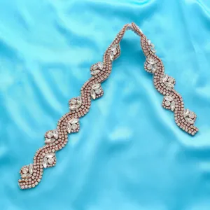 Rhinestone Applique Bridal Wedding Dress Belt Trim Crystal Beaded Patch For Women Evening Gown Garment Accessories