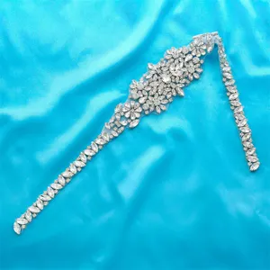 Elegant crystal rhinestone bridal belt wedding dress sash shiny diamonds accessory for women