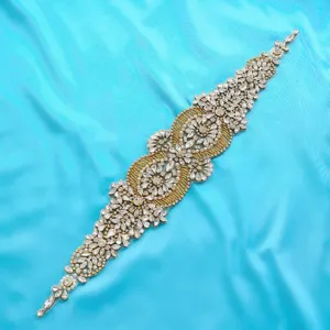 Bridal crystal rhinestone belt applique wedding dress sparkling rhinestone bridal sash