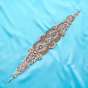 Bridal Wedding Dress Waist Belt Rhinestone Applique Crystal Bead Sash Handcrafted Bridal Accessories Women Dress