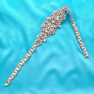 Bridal Rhinestone Waist Belt Wedding Dress Crystal Applique Handcrafted Sparkling Belt For Women Party Accessories