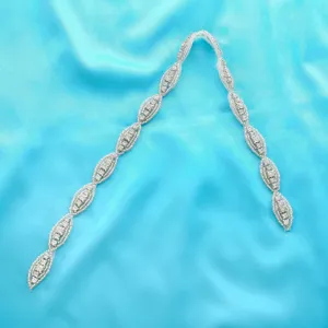 Bridal rhinestone belt wedding dress sash crystal applique silver crystal waist accessory