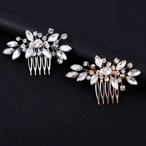 Handmade Rhinestone Bridal Hair Comb Alloy Flower Hair Accessories Wedding Hair Jewelry For Women Styling