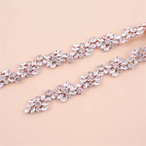 Squisita applicazione in strass bordo cristallo brillante accessorio cintura sposa.