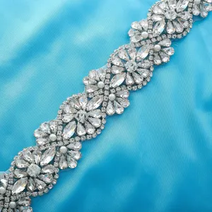 Gorgeous crystal rhinestone bridal belt applique wedding dress sparkle accessory for women