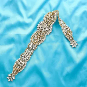 Ceinture de Mariée en Strass Bande de Taille de Robe de Mariée Cristal Perle Artificielle Applique Écharpe pour Femme Fête de Mariage