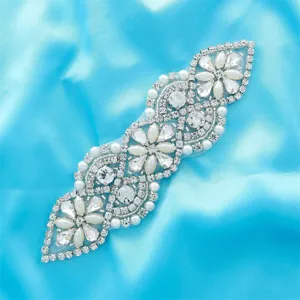 Bridal Wedding Dress Belt Rhinestone Applique Crystal Pearl Belt Applique Silver Gold Rose Gold Bridal Dress Accessories
