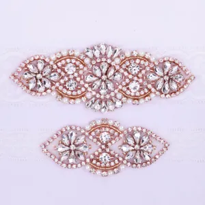 Elegant crystal rhinestone lace bridal wedding garter set for charming women and brides.