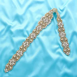 Bridal crystal rhinestone belt applique bridal wedding dress sash accessory sparkling design