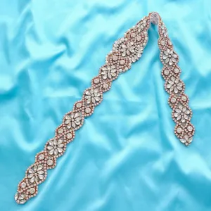 Bridal rhinestone belt crystal applique wedding dress waist accessory sparkly elegant decor design