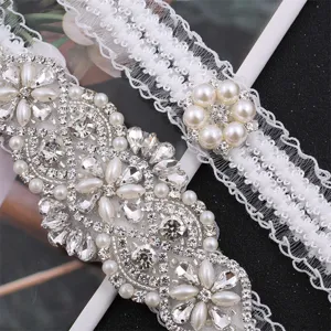 Stunning rhinestone lace bridal garter set, elegant wedding leg ring for prom party.
