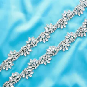 Bridal Rhinestone Applique Wedding Dress Belt Sash Handcrafted Crystal Waist Chain Gold Silver Rose Gold Women Accessories