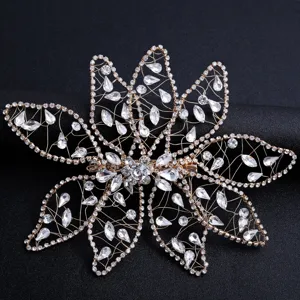 Handmade Wire Woven Rhinestone Leaf Hair Clip Bridal Wedding Hair Accessories Gold Silver Hair Jewelry For Women
