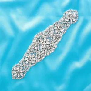 Ceinture strass mariée application cristal robe de mariage taille bande brillante patchs floraux