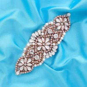 Exquise application de strass pour ceinture de robe de mariée, accessoire de bande brillante.