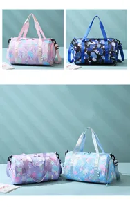 Stylish gradient unicorn pattern sports fitness duffel bag with adjustable strap for travel and yoga.