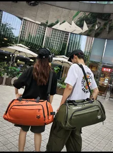 Large capacity travel duffel bag outdoor fitness luggage bag with dry wet separation