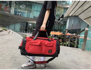 Large capacity sports travel duffel bag for men and women, multifunctional gym fitness bag.