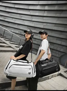 Large capacity travel duffel bag outdoor fitness sports bag with dry wet separation design.