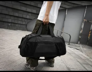 Large capacity black travel duffel bag for short trips, gym sports, and outdoor activities.