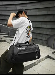Large capacity black travel duffel bag gym bag for men outdoor sports fitness waterproof storage