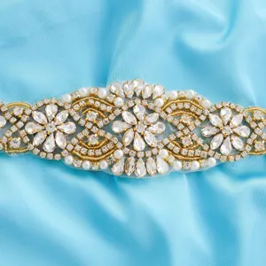 Magnifique ceinture de mariée en strass applique de taille de mariage avec cristaux perles.