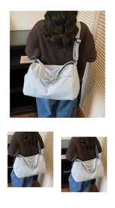 Grand sac de voyage en toile pour femmes, idéal pour le sport, le fitness et les voyages courts.