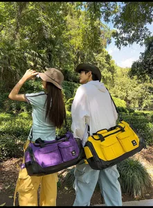 Outdoor multi-functional duffel gym bag with dry wet separation and large capacity.