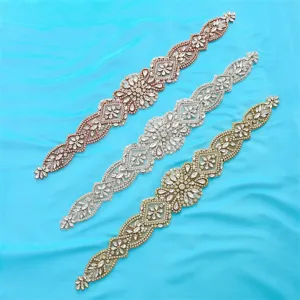 Bridal rhinestone applique crystal belt wedding dress sash shiny accessories set!