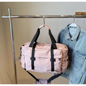Roze reistas voor dames en heren, grote sporttas handtas met schouderband voor dagelijks.
