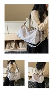 Casual large capacity sports fitness duffel bag lightweight shoulder travel bag for women