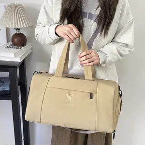 Grand sac de voyage fourre-tout beige sac de fitness sport sac a bagages portable