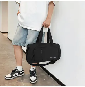 Black travel duffel bag large capacity sports fitness bag with shoulder strap for gym & travel.