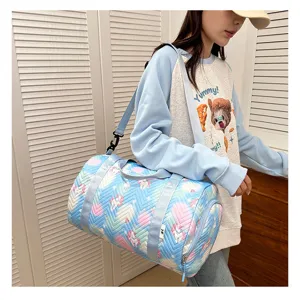 Small dopamine sports gym bag with cute unicorn pattern, cross-body shoulder duffel for travel.