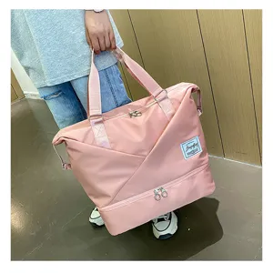 Pink travel duffel bag large capacity gym bag waterproof weekend overnight bag women