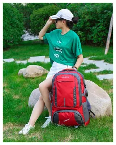 Grand capacité sac à dos de randonnée plein air rouge gris léger voyage sport montagne