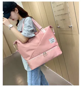 Durable large capacity travel bag for women, lightweight fitness luggage storage bag.