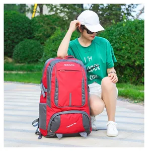 Grand sac à dos de randonnée en plein air rouge et gris voyage sport alpinisme sac