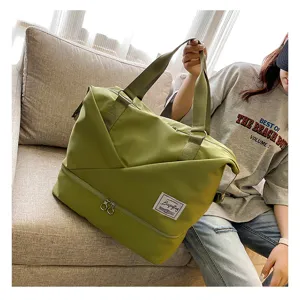 Large capacity travel duffel bag with separate shoe compartment and sturdy handles for gym and trips.